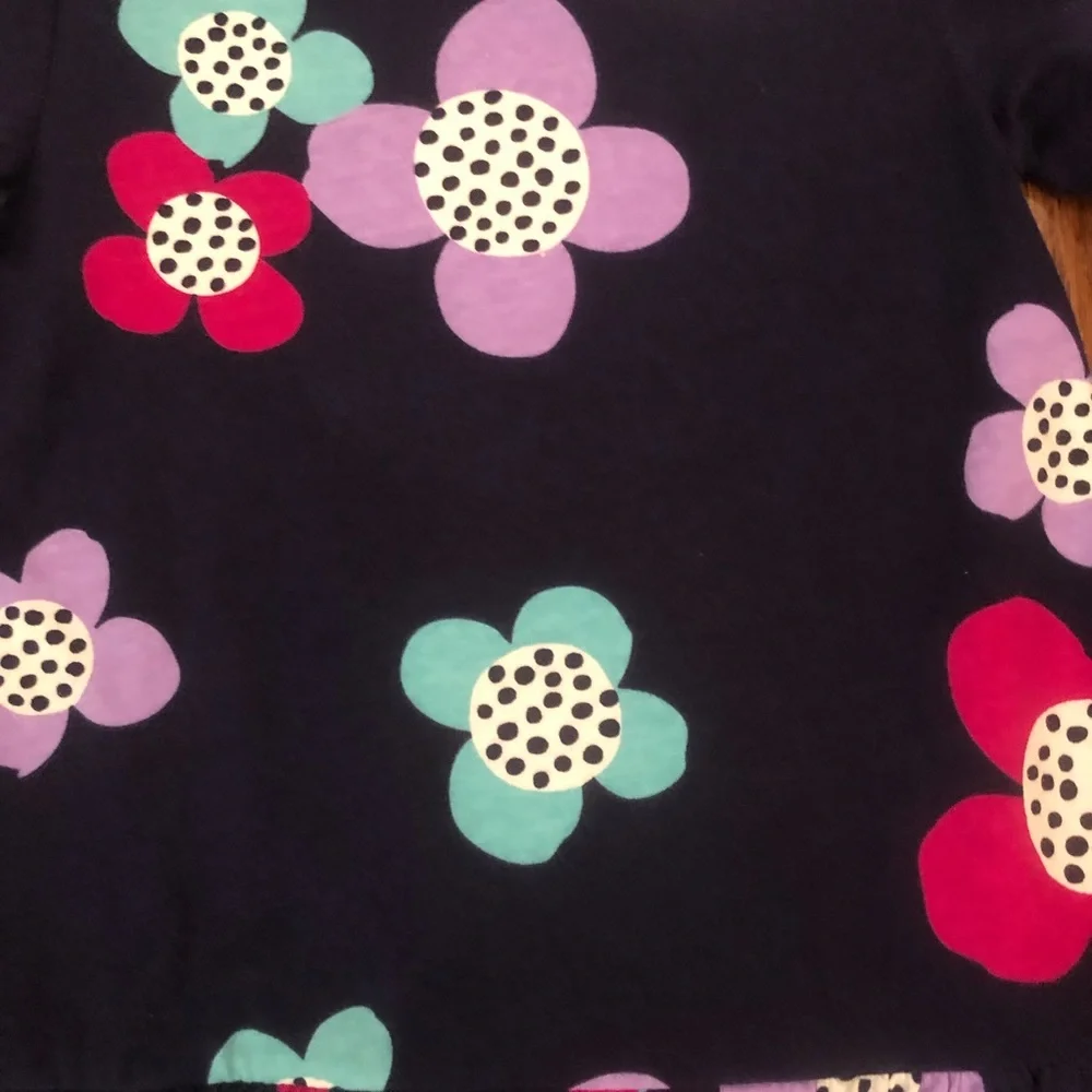 Gymboree navy floral ruffled cotton dress